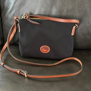 Dooney & Bourke Black and Tan Crossbody with Leather Trim